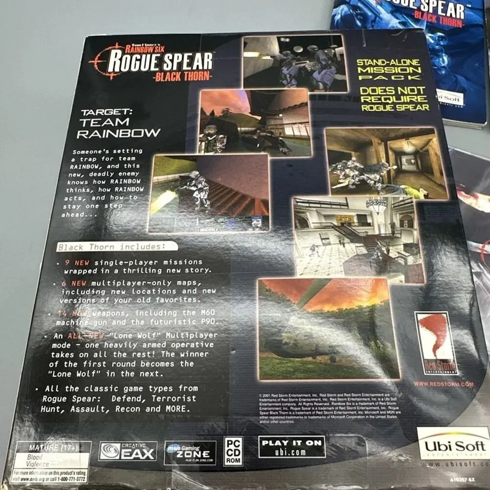 Tom Clancy's Rainbow Six: Rogue Spear Black Thorn 2001 PC Big Box New Opened Box